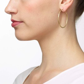 Heideman women's hoop earrings, 40, made of stainless steel, silver, gold or rose gold colour, matte stud earrings for women, hoop earrings with clip mechanism, folding creole 40 mm, Stainless Steel