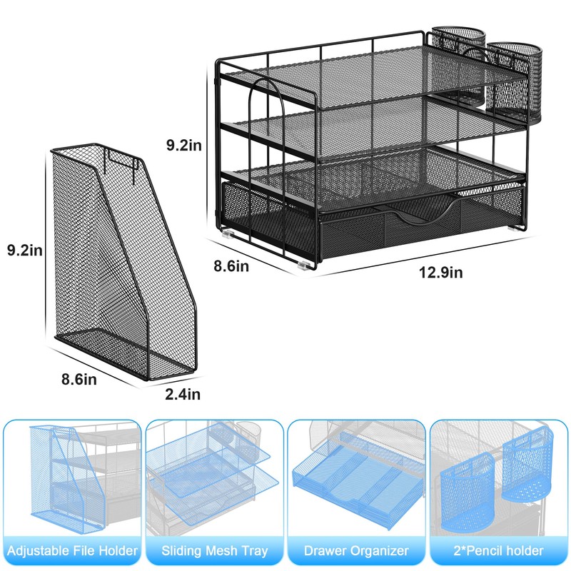 gianotter Desk Organizers and Accessories with File Holder, 4-Tier Desk