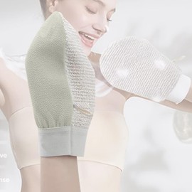 Exfoliating Mittens, Viscose Material and Sisal Fabric Double Construction, Body Odor Care, Smooth Skin, Unisex