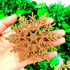 Lmlliang10pc Champagne Color Christmas Snowflake Hanging Ornament,10cm Christmas Snowflake,Christmas,Decorations and Seasonal Decorations