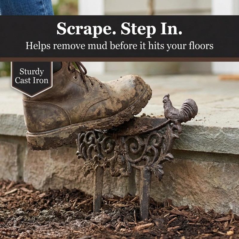 Lulu Decor, Cast Iron Garden Boot Scraper, Solid Decorative Design