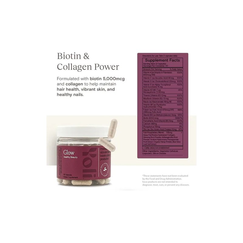 Yoli Glow Vitaminas Cabello Piel Uñas Biotina 5000mcg