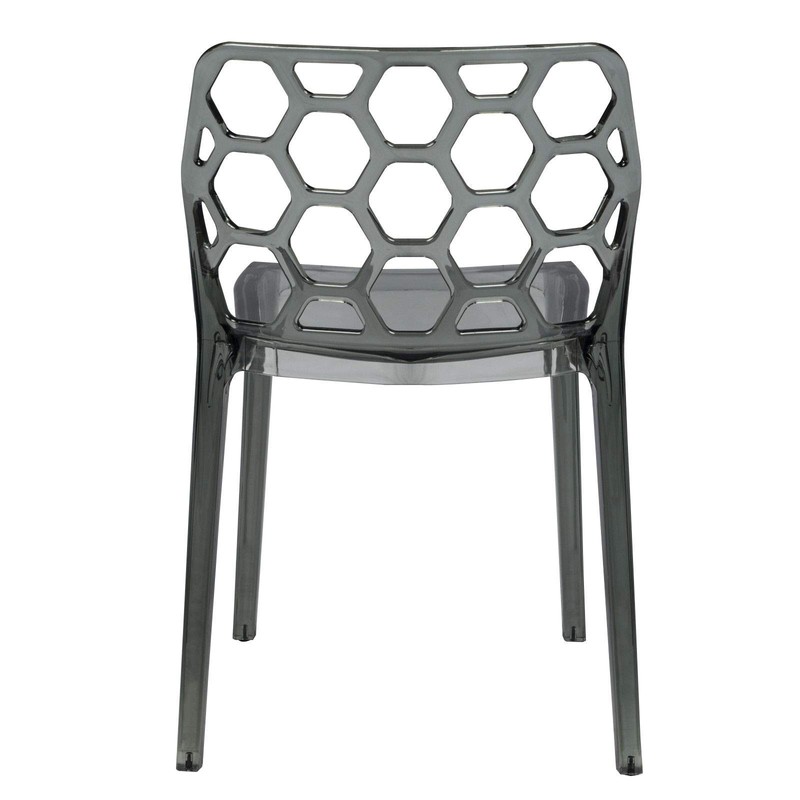 LeisureMod Dynamic Collection Stackable Acrylic Dining Chair - Transparent Black