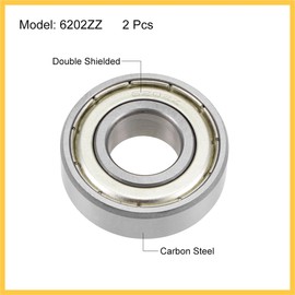 REPAIROCK 6202ZZ Deep Groove Ball Bearings Z2 15mm X 35mm X 11mm Double Shielded Carbon Steel 2pcs Auto Replacement Parts