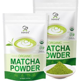 Soeos Organic Matcha Powder, Matcha Green Tea Powder, 2 oz (2 Pack), Total 4 oz, Culinary Grade, Antioxidant-Rich Japanese Matcha for Lattes, Smoothies and Baking, Recyclable Bags