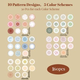 URROMA 150Pcs Vintage Scrapbook Lace Paper, 5 Styles Scrapbook Embellishments of Lace Craft DIY Card Decor for Photo Frame Album Notebook Journal