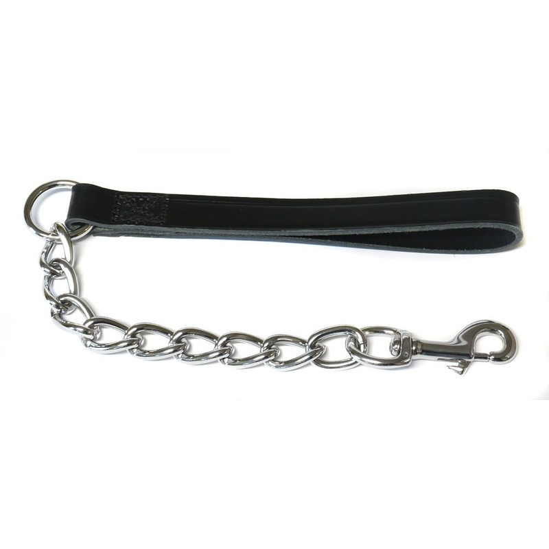 Ancol Heritage Extra Heavy Chain Lead W/leather Handle Black 50cm
