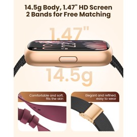 DEKELIFE Fitness Watches for Women, Fitness Tracker with Heart Rate/SpO2 Monitor, Smart Watches for Women with Sleep/Step Tracker (Black-Gold)