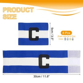 MECCANIXITY Soccer Captain Armband, Captain Arm Bands for Soccer Elastic Captain C Arm Band Sports Captain Armbands for Football Team Training Youth & Adult Green/Yellow/Black/Blue, Pack of 8