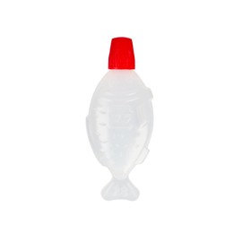 Restaurantware-Bento Tek 3 Milliliter Fish-Shaped Bottles, 100 Disposable Mini Condiment Bottles With Red Caps - Pack Seasoning, Vinegar Or Sauce, Clear Plastic Squeeze Bottles, For Take Out