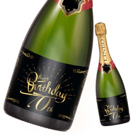 2 Stück Geburtstags-Flaschenetikett; Happy Birthday Etikett für Sekt- & Weinflaschen selbstklebend; Geburtstags-Geschenk für Männer & Frauen (14,8 x 10,5 cm) (70. Geburtstag)