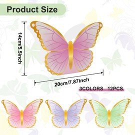 12 piezas de centro de mesa de mariposa para decoración de mesa de fiesta, baby shower, cumpleaños, té, decoración de mesa de mariposa, centros de mesa con temática de mariposa, recuerdos de boda