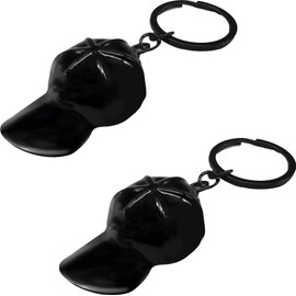SHMZK 2 PCS MAGA Hat Metal Keychain, Baseball Cap Keychains, USA Flag Hat Metal Key Chain, Key chain for Baseball Fan (Black)