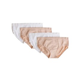 Fruit of the Loom Girls' Seamless Bikini Brief, 2-pack Underwear, Sand/White 4-pack, Small US