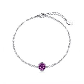 Philip Jones June (Alexandrite) Birthstone Anklet Created with Zircondia® Crystals