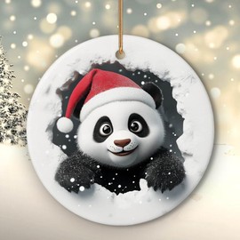 Panda Ornaments for Christmas Tree, Panda Christmas Ornaments - Panda Decor - Gifts for Panda Lovers, Panda Gifts for Women Men - Ceramic Ornaments