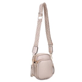 Mali+Lili Small Crossbody Bag for Women, Triple Compartment Shoulder Bag with Double Strap, Crossbody Bag for Travel, Work, Holiday Gold