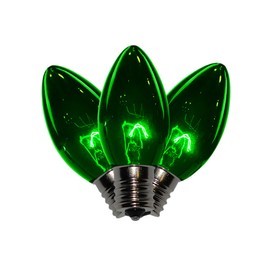 Holiday Bright Lights Green Transparent Incandescent Filament C9 Replacement Bulbs, String Light Bulbs Set
