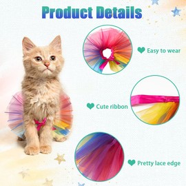 Threetols Gay Pride Dog & Cat Costume - Rainbow Princess Dress & Tutu for Small & Medium Pets, Multicolor Pet Collar for Dog & Cat Birthday Party Accessories(M)