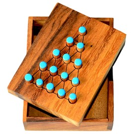 Last Fighter Small, Halma Box with Triangle Solitaire, Solitaire Puzzle Game, Puzzle Wood Strategy Game for One Player, Children's Game, Grandma's Favourite Game, Puzzle Game