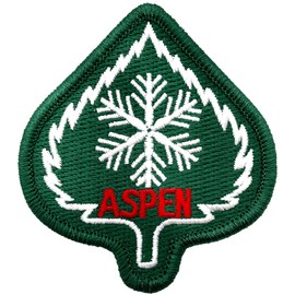 Aspen Colorado Leaf Patch - Iron On or Sew On - Snowflake Skiing Ski Souvenir