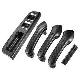X AUTOHAUX 1 Set Interior Left Right Window Switch Panel Bezel for VW Jetta MK4 1999-2004 for VW Golf MK4 1999-2004 Door Handle Trim Set