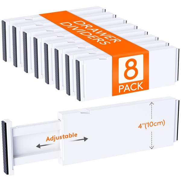 Lifewit 8 Pack Drawer Divider 4" High, 11-17" Adjustable Dresser