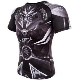 Venum Gladiator 3.0 Short Sleeve Rashguard - Black/White - XL, X-Large