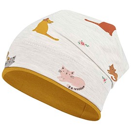 Smarilla Girls' Hat Transition Hat Beanie Horses Cats Dots Spring Autumn, Ecru Mustard Yellow