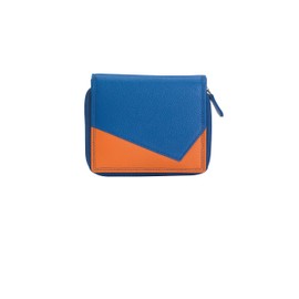 Josephine Osthoff Purse Zip Small Women's Coin Compartment Men's Genuine Leather with RFID Protection Women's Small Wallet (232), Royal / Papaya, coin purse