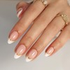 SHANGMENG White French Tip Press on Nails with Gold Line