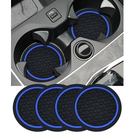 UBOG 4PCS Car Coasters,Car Accessories Car Cup Coasters,Car Accessories Interior,2.75 Inch Car Coasters for Cup Holders,Universal Non-Slip Car Cup Holder Coaster for Most Vehicle Truck (Black&Blue)