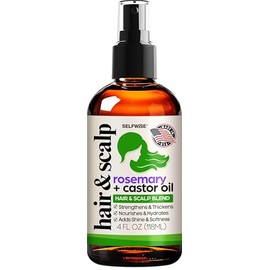 Organic Rosemary Castor Oil For Hair Growth: Enriched with Argan, Coconut, Jojoba, Vitamin E, Aloe Vera, Lavender & Peppermint for Natural Hair & Scalp Treatment for All Hair Types, Women & Men 4oz