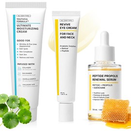Skin Care Coreano 3 En 1 Kit, con 1 Crema Hidratante Centella Niacinamida + 1 Cremas de Ojos Retinal + 1 Serum Péptidos Propóleo, Hidratante, reafirmante y antiarrugas,para Todo Tipo de Piel