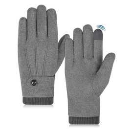 MELLIEX Winter Gloves Men's Polyester Warm Thick Fleece Windproof Cold Protection Thermal Mittens Non-Slip Windproof Cold Protection Thermal Mittens Touch Sensitive Screen, gray