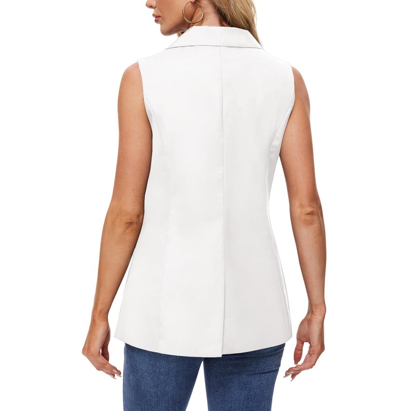 MINTLIMIT Women Blazer Sleeveless Vest Solid Jacket Waistcoat Button Down