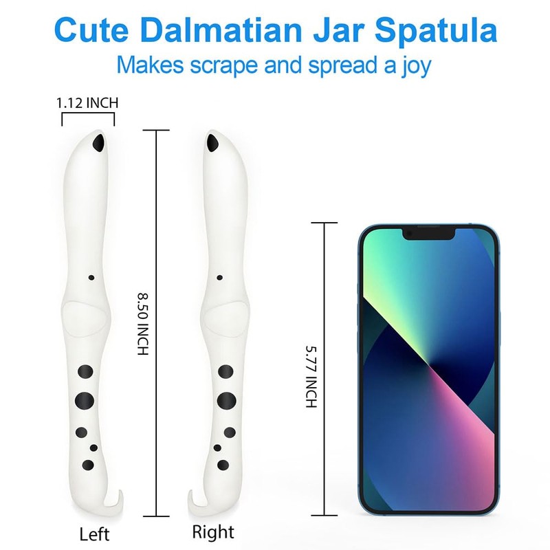 LOMILD Dalmatian Silicone Jar Spatula, Slanted Head Scraper & Jam