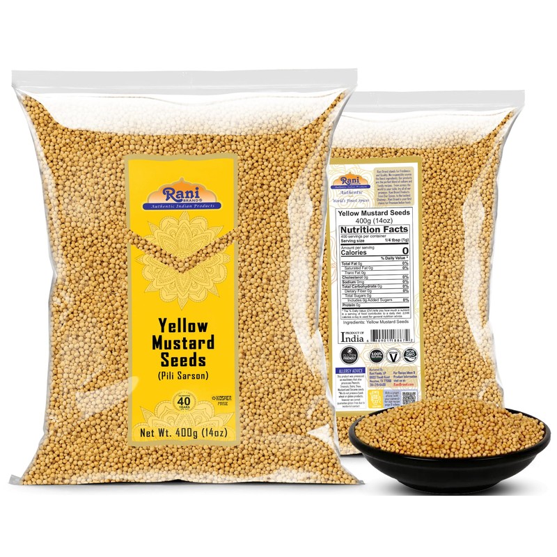 Rani Yellow Mustard Seeds Whole Spice 14oz (400g) ~ Ideal