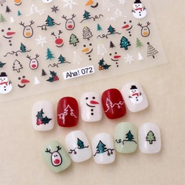 Christmas Nail Stickers Decals 3D Cute Snowman Elk Nail Art Stickers Bears Santa Claus Snowflakes Nail Designs Self-Adhesive Xmas Nail Decals Winter Nail Art Supplies DIY Manicure Decorations