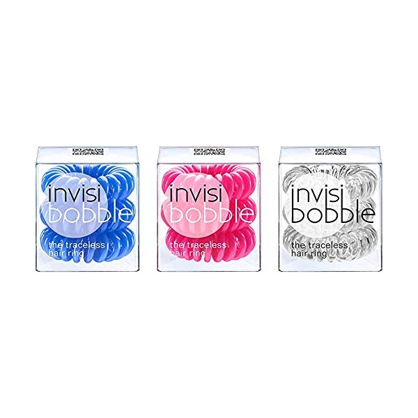 invisibobble mix navy blue, candy pink, crystal clear, 1er Pack (1 x 9 StÃ¼ck)