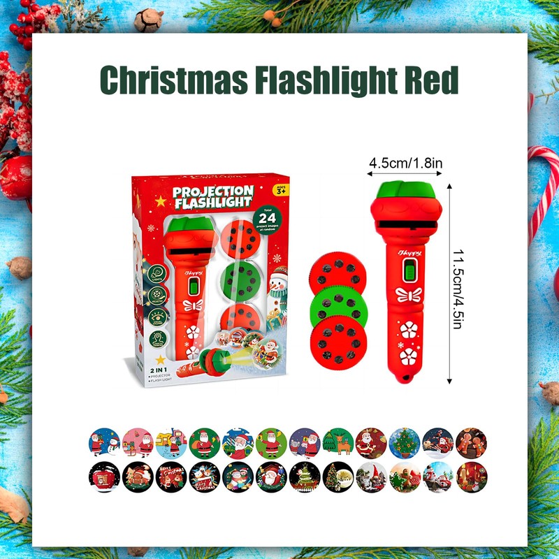 Durdiiy Flashlight Projector for Kids, Christmas 24 Patterns Slide Projector