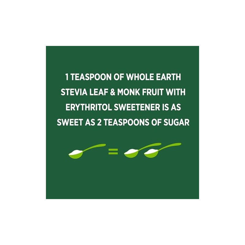 WHOLE EARTH Monk Fruit Sweetener with Erythritol, Plant-Based Sugar Alternative,