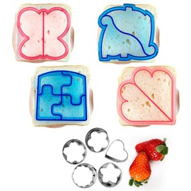 StarPack Juego de 4 sándwiches – Cortador para niños con 5 formas; pan, frutas y galletas