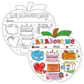 40 Packs All About Me Posters, Star Student of the Week School Poster for Self-Introduction,Elementary Kindergarten Preschool Posters for School Classroom Decor (11.4 X 11.4 Inches)