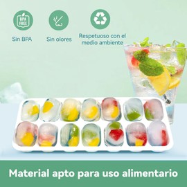 4 Bandejas De Silicona Para Cubitos De Hielo,De 4x14 Cubitos Cuadrados,Con Tapas Y Cajas De Almacenamiento,Apilables Y Reutilizables. (Verde-01, 22 x 9 x 2.55 cm)