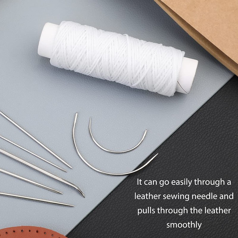 32 Yards Waxed Thread with Leather Hand Sewing Needles,150D Flat
