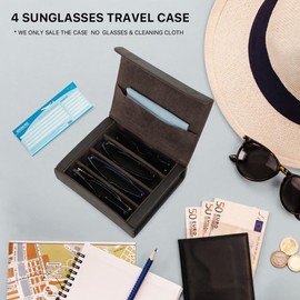 Contacts 4 Slot Sunglasses Case for Men Crazy Horse Leather Travel Eyeglasses Box Storage Organizer Vintage Eyewear Holder by Handmade