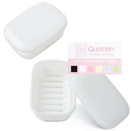 Quatish 2 Pack Travel Soap Container, Leakproof Soap Holder with Lid, Travel Bar Soap Holder, Soap Case for Camping Gym Travel, Portable Soap Box for Bathroom, White