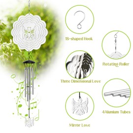 Wind Chimes with Angel Wind Spinner, Outdoor Garden Decor Wind Spinner, Gifts for Women, Mom, Retirement, Teacher, Parents Birthday, Memorial Gift for Garden Porch Patio Home Decor