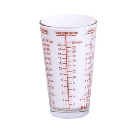 Kolder Mix N Measure Glass, Multi-Purpose Liquid and Dry Measuring Cup, 6 Units of Measurement, Heavy Glass, Red